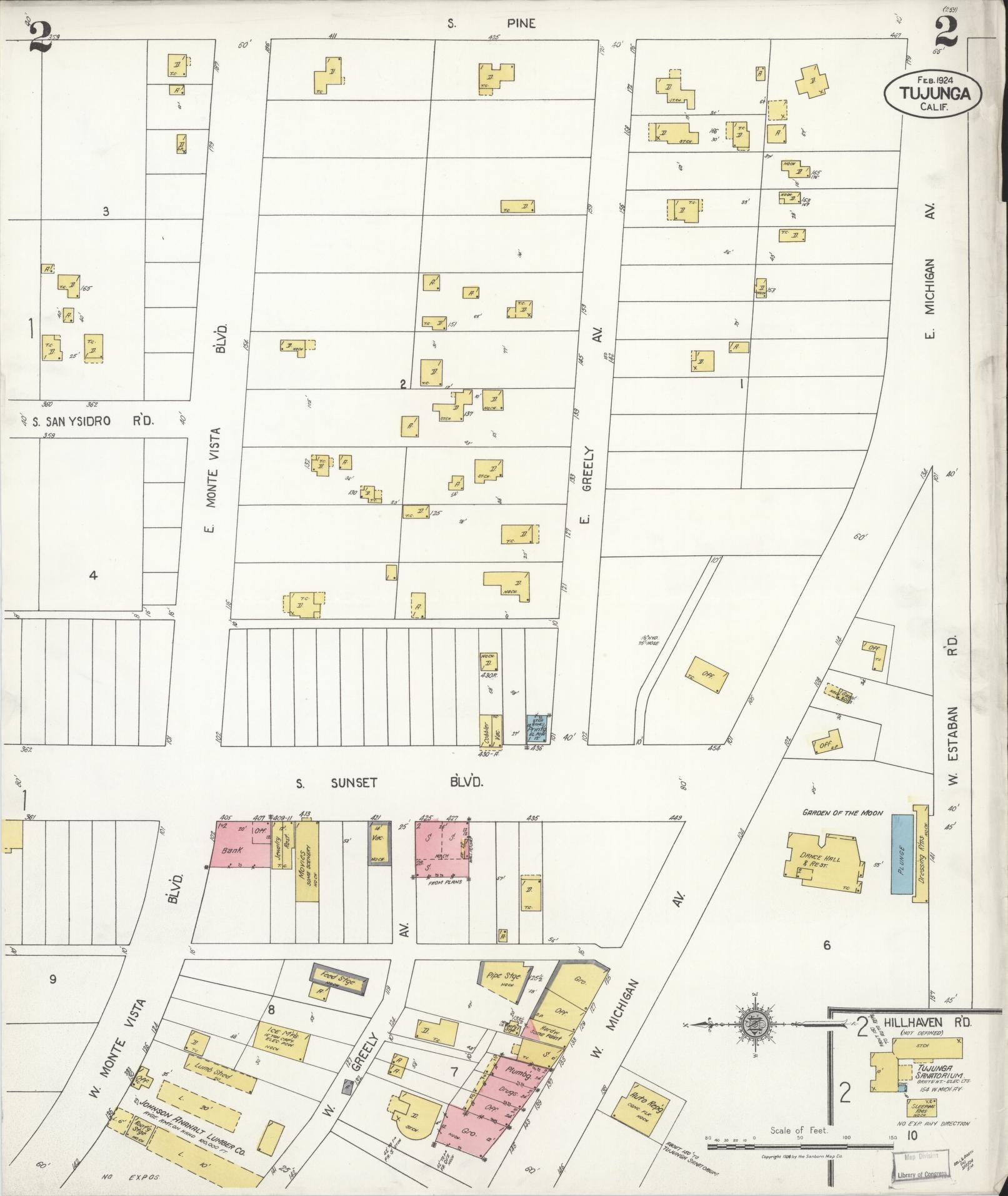 Sanborn Fire Insurance Map from Tujunga, Los Angeles County, California (1924), Sheet #0002 - Complete Map Set gallery image, historic Sanborn map, vintage wall art, California California