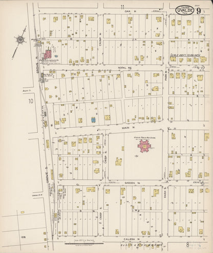 Sanborn Fire Insurance Map from Uvalde, Uvalde County, Texas (1922), Sheet #0009 - Complete Map Set gallery image, historic Sanborn map, vintage wall art, Texas Texas
