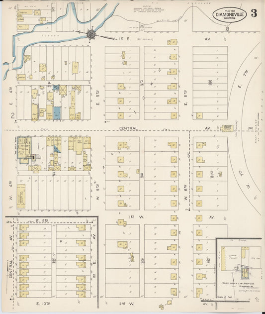 Sanborn Fire Insurance Map from Diamondville, Lincoln County, Wyoming (1912), Sheet #0003 - Historic Sanborn Fire Insurance Map Print, vintage old map wall art, antique decor, genealogy gift, Wyoming Wyoming map