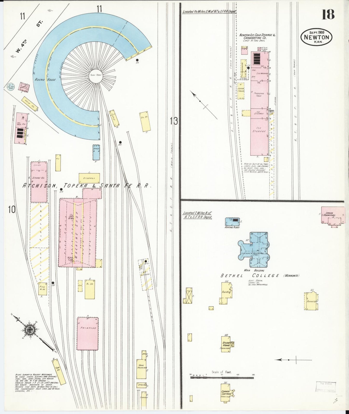 Sanborn Fire Insurance Map from Newton, Harvey County, Kansas (1909), Sheet #0018 - Complete Map Set gallery image, historic Sanborn map, vintage wall art, Kansas Kansas