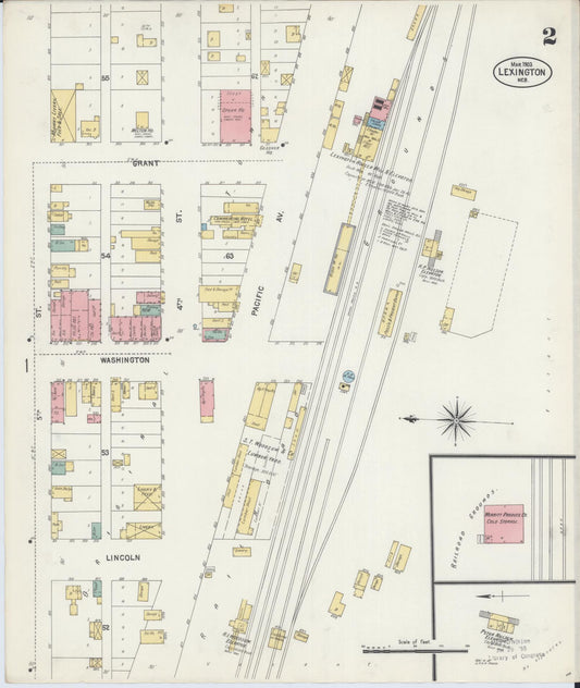 Sanborn Fire Insurance Map from Lexington, Dawson County, Nebraska (1903), Sheet #0002 - Historic Sanborn Fire Insurance Map Print, vintage old map wall art, antique decor, genealogy gift, Nebraska Nebraska map
