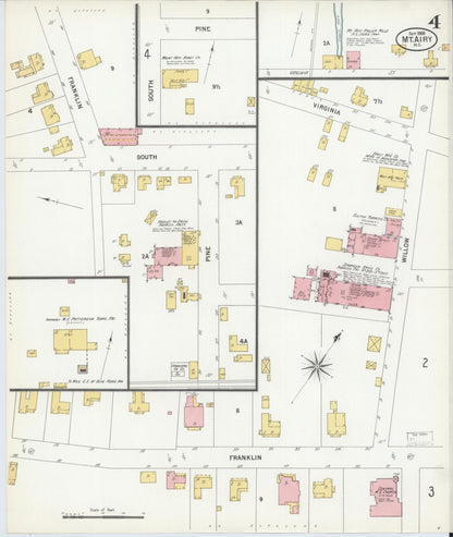 Sanborn Fire Insurance Map from Mount Airy, Surry County, North Carolina (1900), Sheet #0004 - Complete Map Set gallery image, historic Sanborn map, vintage wall art, North Carolina North Carolina