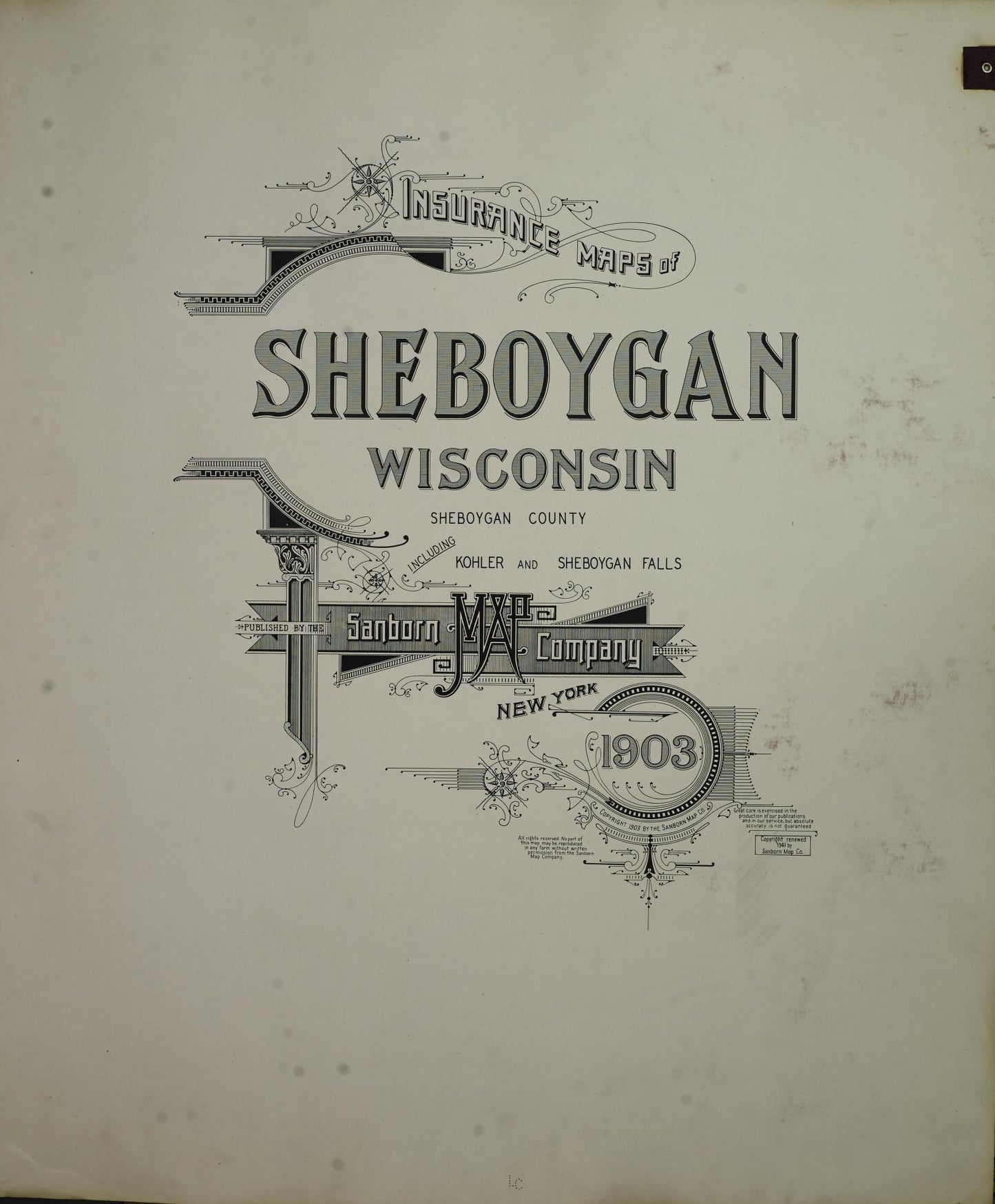 Sanborn Fire Insurance Map from Sheboygan, Sheboygan County, Wisconsin (1950), Sheet #0001 - Historic Sanborn Fire Insurance Map Print, vintage old map wall art, antique decor, genealogy gift, Wisconsin Wisconsin map
