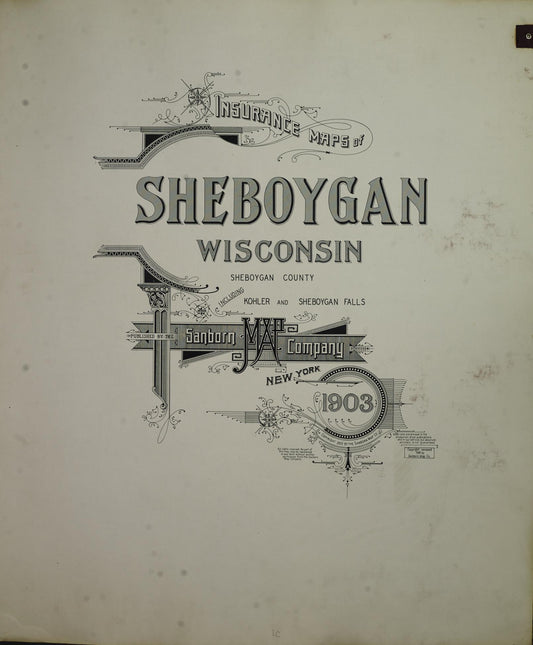 Sanborn Fire Insurance Map from Sheboygan, Sheboygan County, Wisconsin (1950), Sheet #0001 - Historic Sanborn Fire Insurance Map Print, vintage old map wall art, antique decor, genealogy gift, Wisconsin Wisconsin map