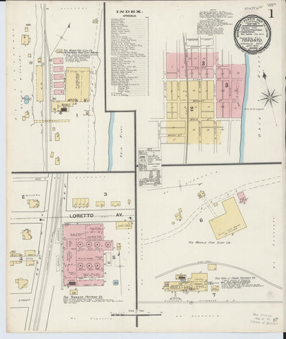 Sanborn Fire Insurance Map from Toronto, Jefferson County, Ohio (1892), Sheet #0001 - Historic Sanborn Fire Insurance Map Print, vintage old map wall art, antique decor, genealogy gift, Ohio Ohio map