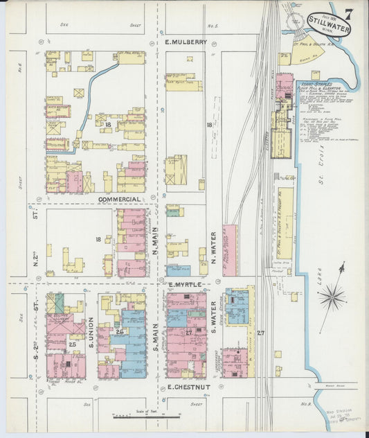 Sanborn Fire Insurance Map from Stillwater, Washington County, Minnesota (1891), Sheet #0007 - Historic Sanborn Fire Insurance Map Print, vintage old map wall art, antique decor, genealogy gift, Minnesota Minnesota map