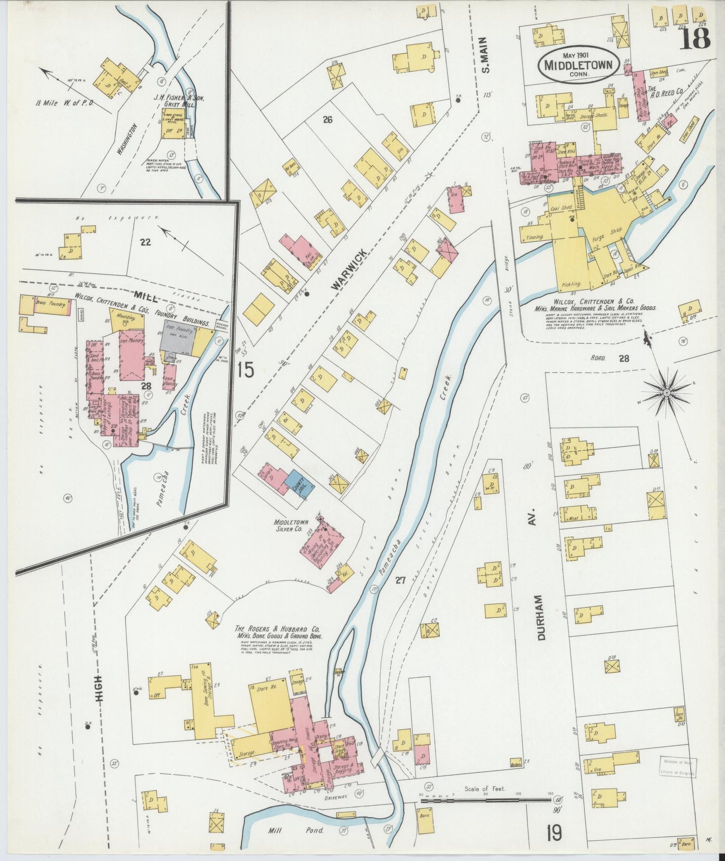 Sanborn Fire Insurance Map from Middletown, Middlesex County, Connecticut (1901), Sheet #0018 - Complete Map Set gallery image, historic Sanborn map, vintage wall art, Connecticut Connecticut