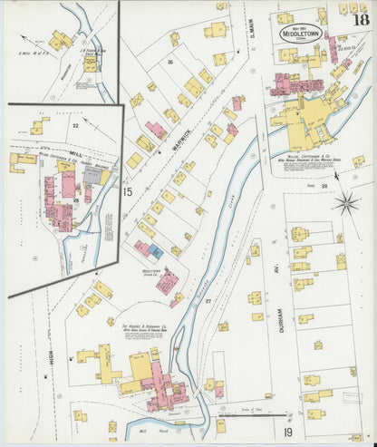 Sanborn Fire Insurance Map from Middletown, Middlesex County, Connecticut (1901), Sheet #0018 - Complete Map Set gallery image, historic Sanborn map, vintage wall art, Connecticut Connecticut