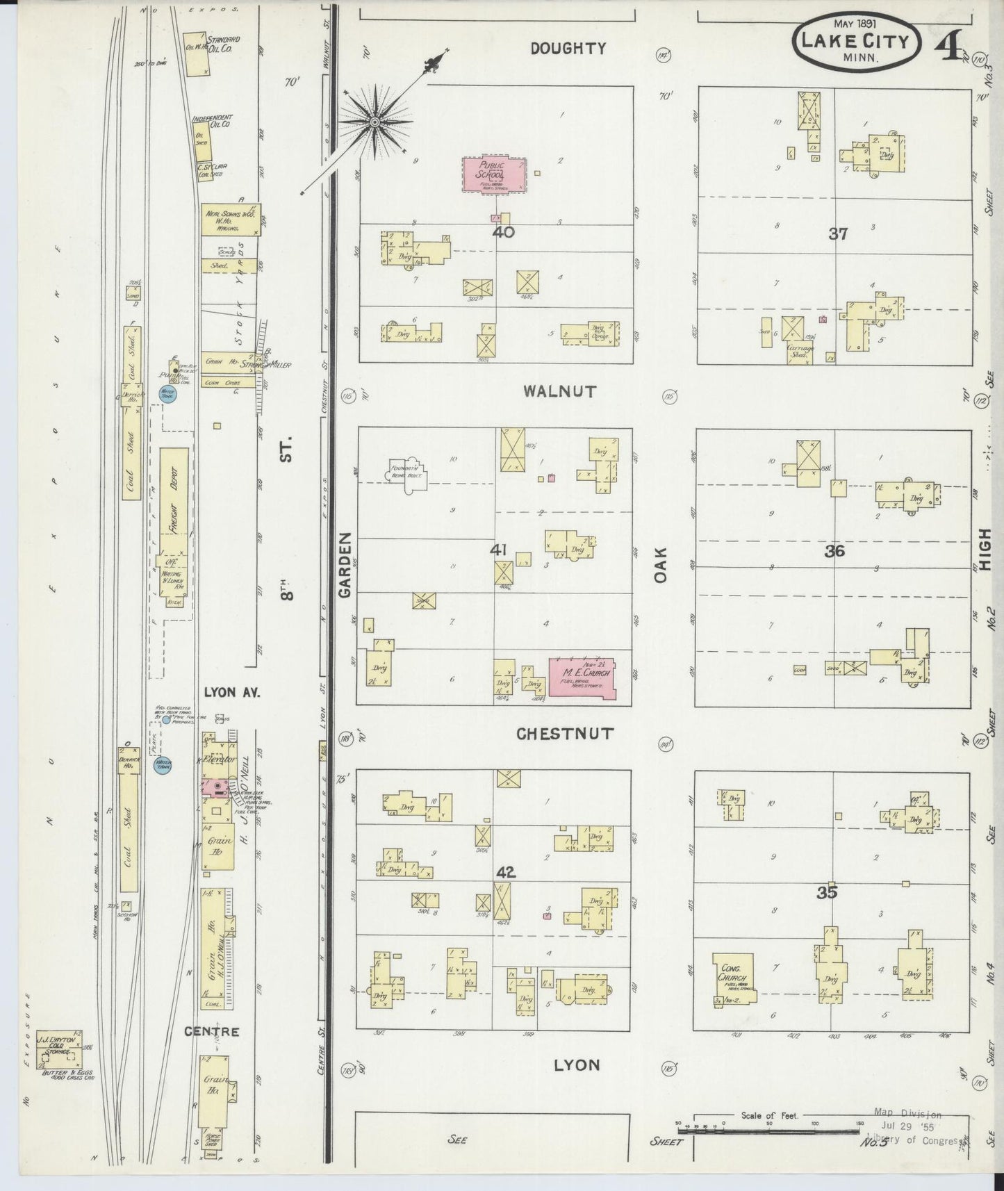 Sanborn Fire Insurance Map from Lake City, Wabasha County, Minnesota (1891), Sheet #0004 - Historic Sanborn Fire Insurance Map Print, vintage old map wall art, antique decor, genealogy gift, Minnesota Minnesota map