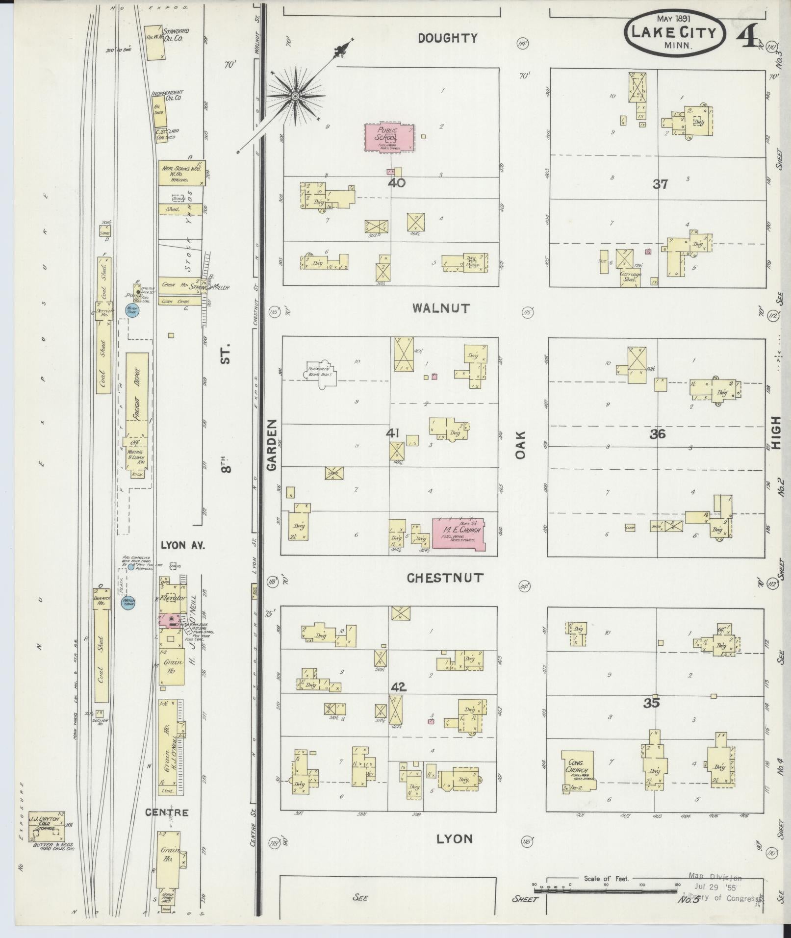 Sanborn Fire Insurance Map from Lake City, Wabasha County, Minnesota (1891), Sheet #0004 - Historic Sanborn Fire Insurance Map Print, vintage old map wall art, antique decor, genealogy gift, Minnesota Minnesota map