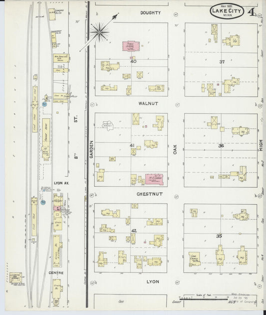 Sanborn Fire Insurance Map from Lake City, Wabasha County, Minnesota (1891), Sheet #0004 - Historic Sanborn Fire Insurance Map Print, vintage old map wall art, antique decor, genealogy gift, Minnesota Minnesota map
