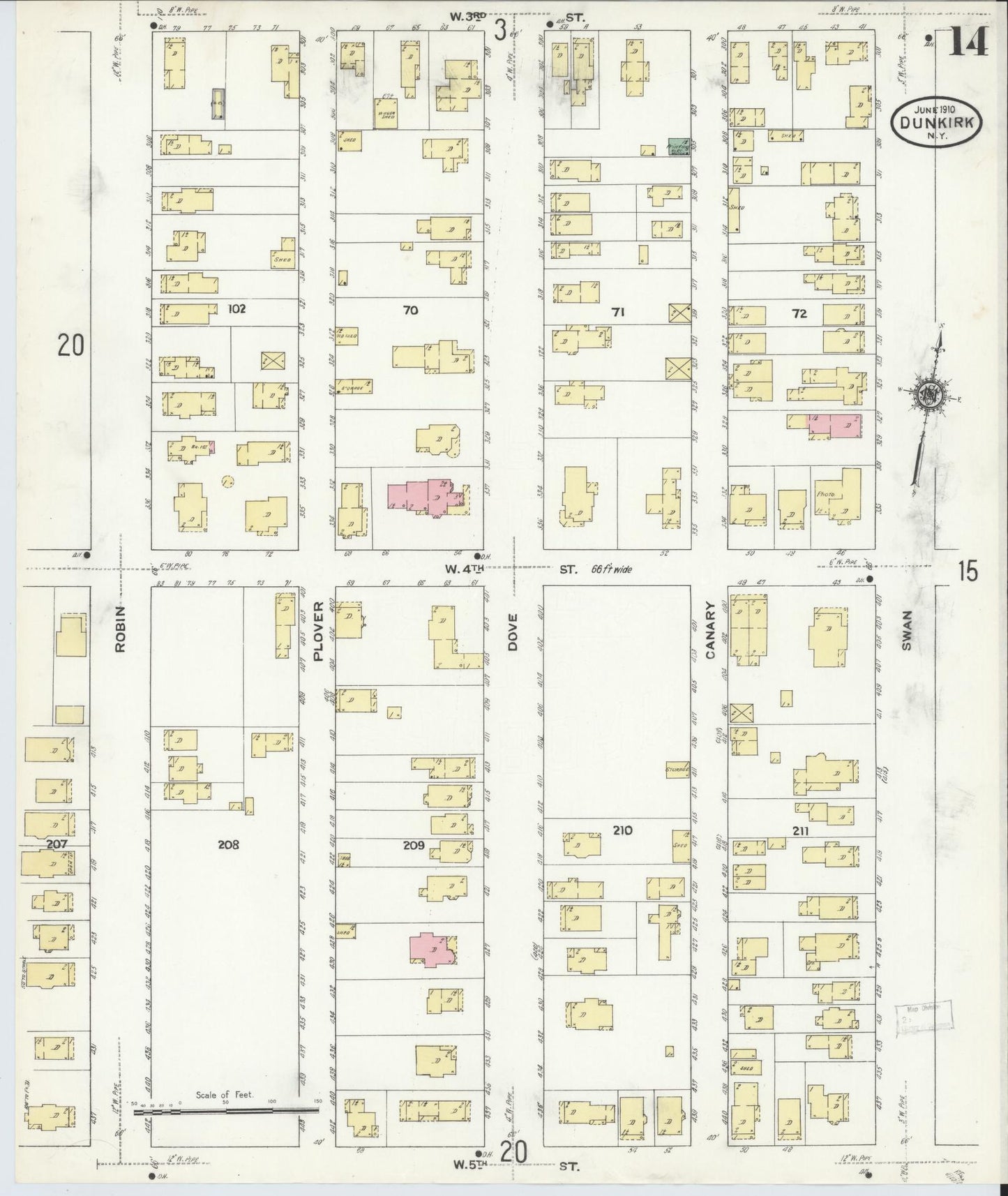 Sanborn Fire Insurance Map from Dunkirk, Chautauqua County, New York (1910), Sheet #0014 - Complete Map Set gallery image, historic Sanborn map, vintage wall art, New York New York
