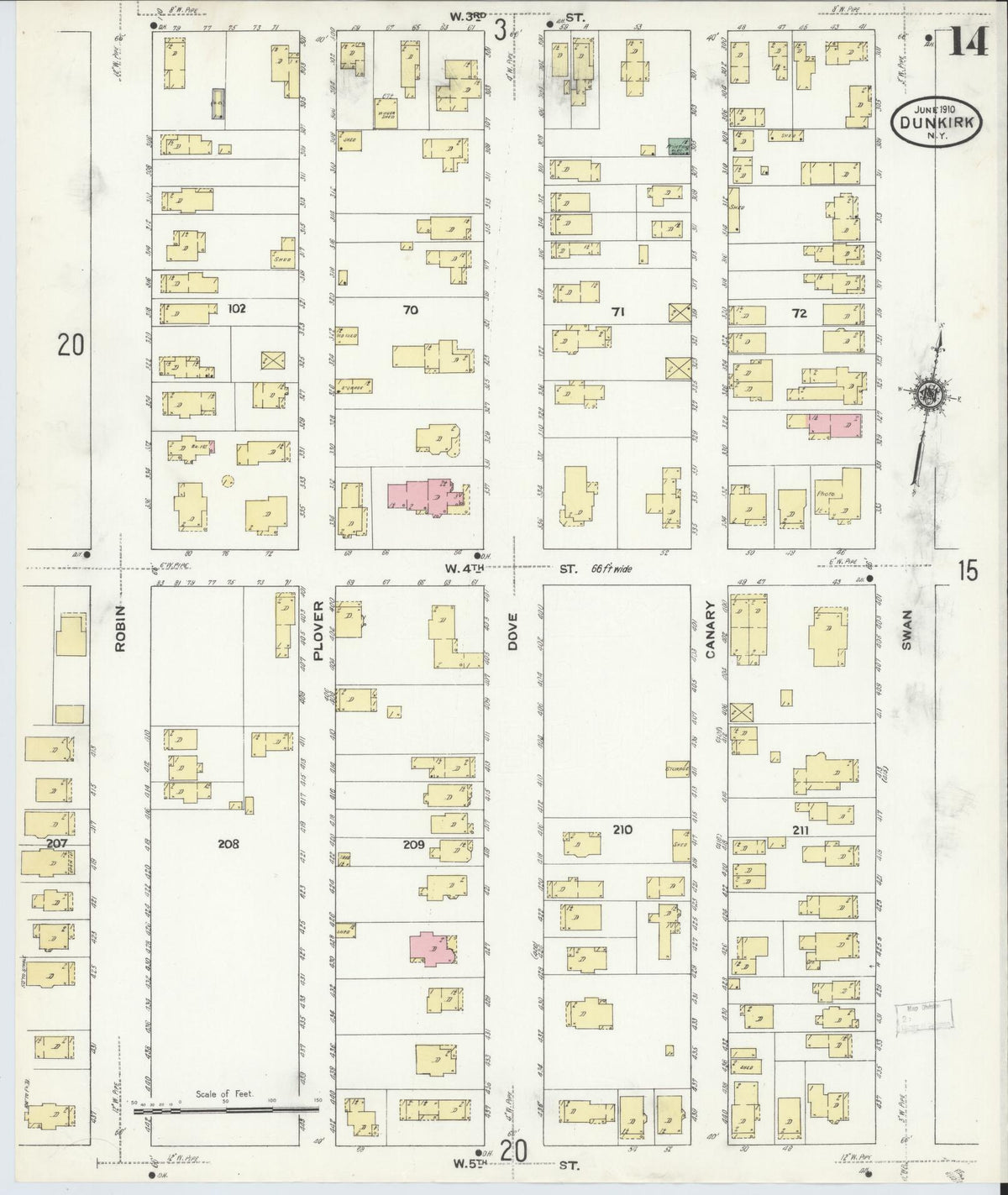 Sanborn Fire Insurance Map from Dunkirk, Chautauqua County, New York (1910), Sheet #0014 - Complete Map Set gallery image, historic Sanborn map, vintage wall art, New York New York