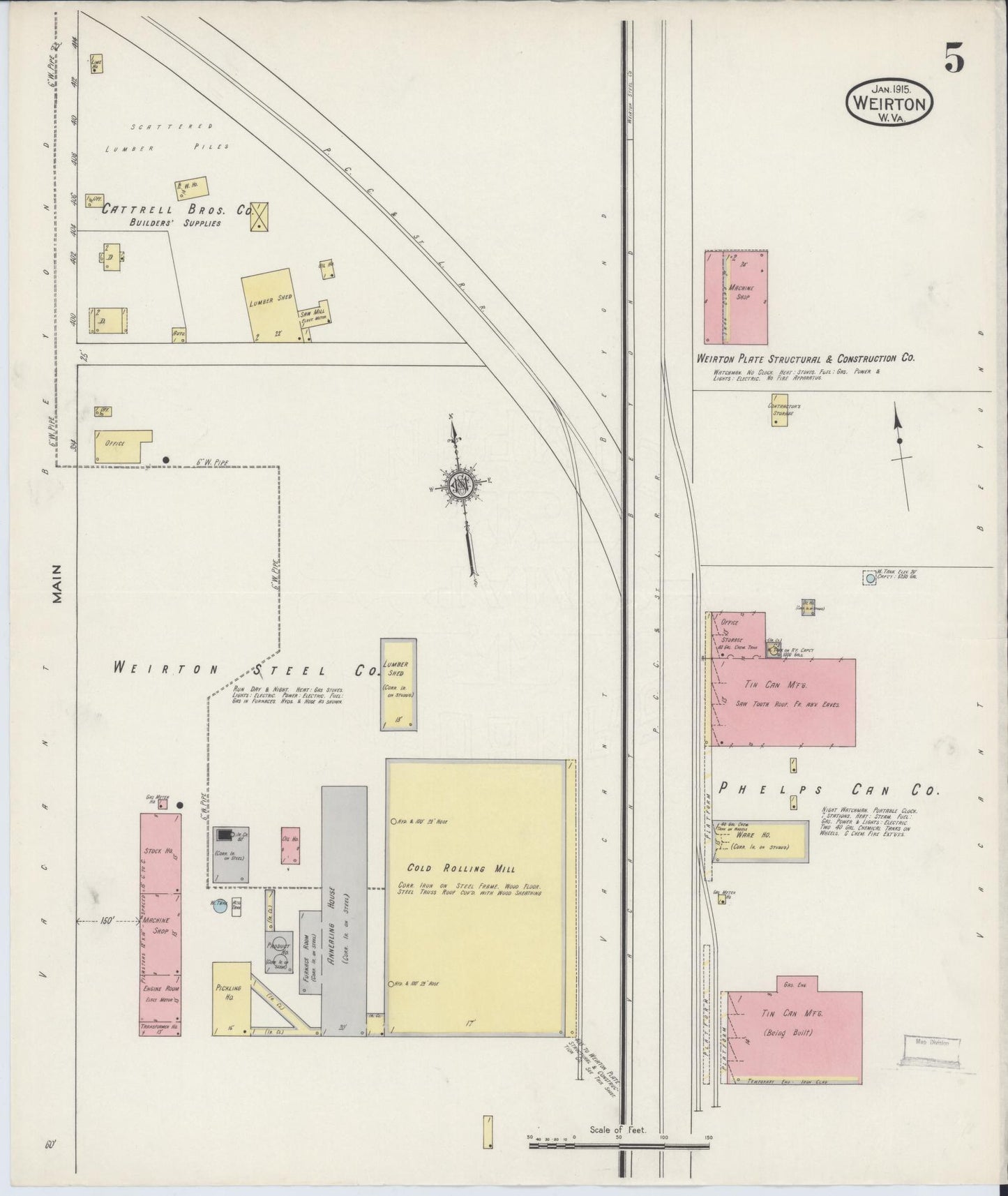 Sanborn Fire Insurance Map from Weirton, Hancock County, West Virginia (1915), Sheet #0005 - Complete Map Set gallery image, historic Sanborn map, vintage wall art, West Virginia West Virginia