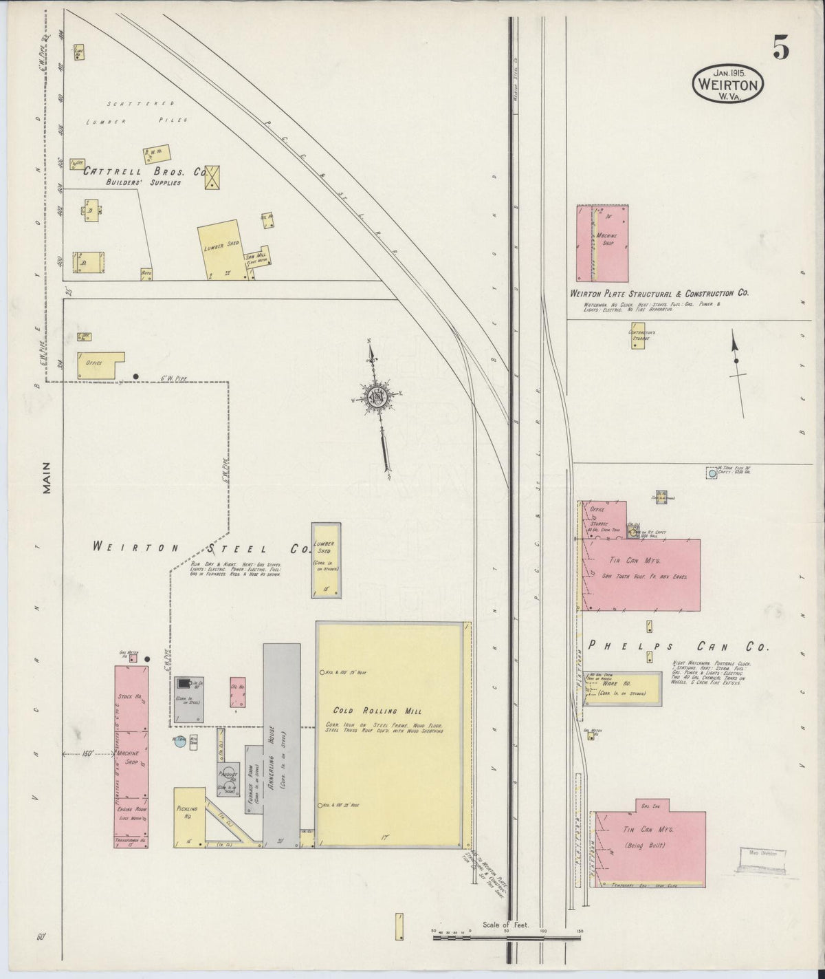 Sanborn Fire Insurance Map from Weirton, Hancock County, West Virginia (1915), Sheet #0005 - Complete Map Set gallery image, historic Sanborn map, vintage wall art, West Virginia West Virginia