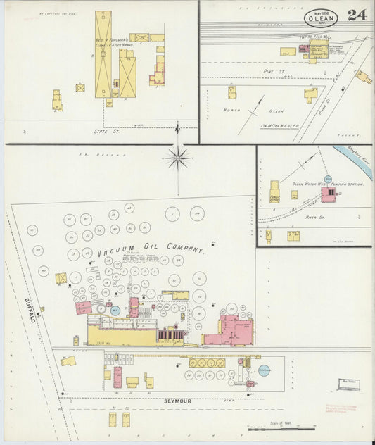Sanborn Fire Insurance Map from Olean, Cattaraugus County, New York (1898), Sheet #0024 - Historic Sanborn Fire Insurance Map Print, vintage old map wall art, antique decor, genealogy gift, New York New York map