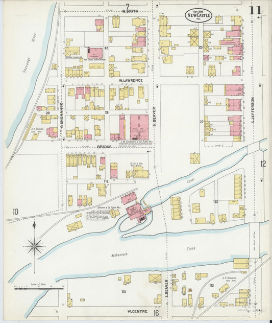 Sanborn Fire Insurance Map from New Castle, Lawrence County, Pennsylvania (1899), Sheet #0011 - Historic Sanborn Fire Insurance Map Print, vintage old map wall art, antique decor, genealogy gift, Pennsylvania Pennsylvania map