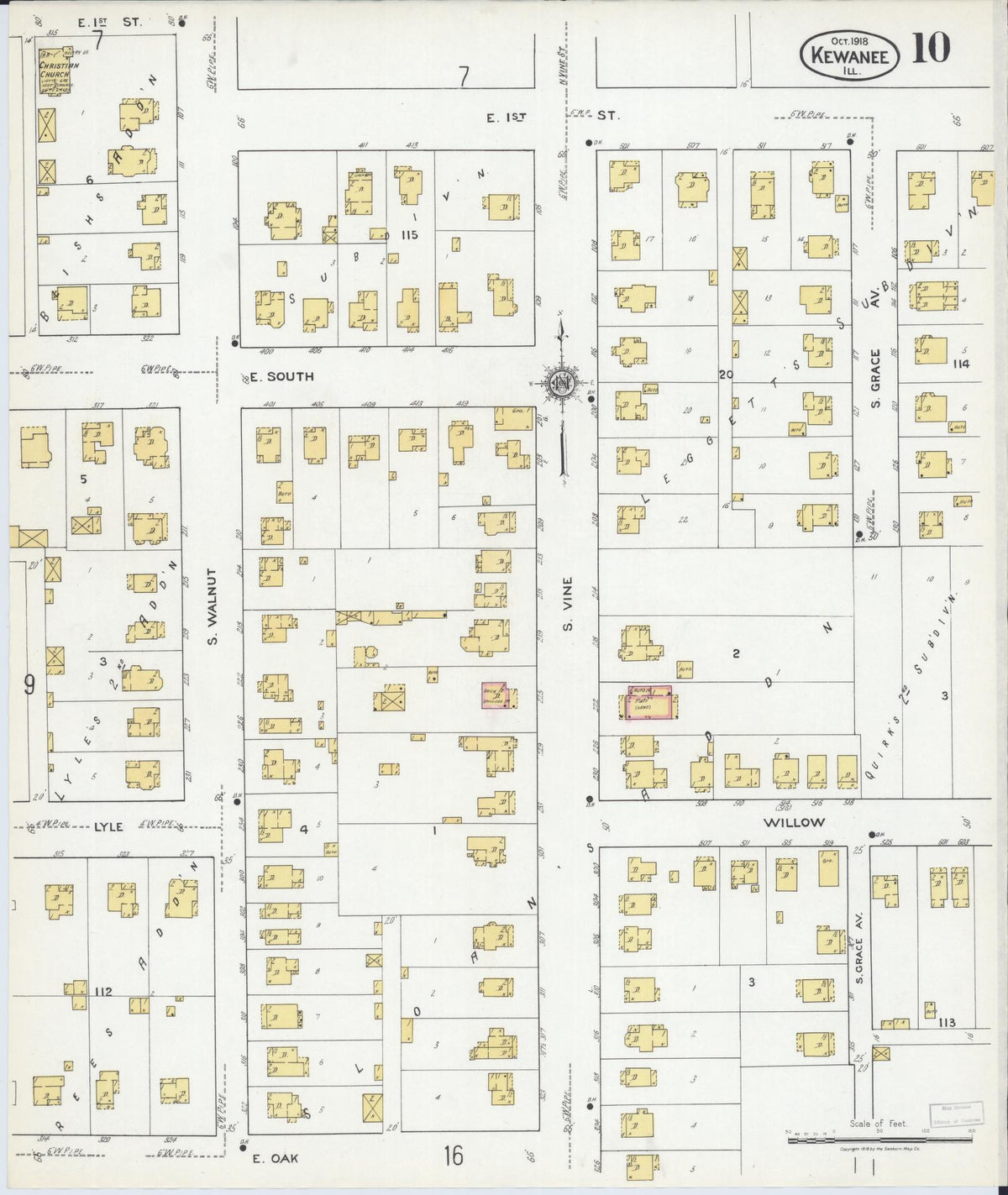 Sanborn Fire Insurance Map from Kewanee, Henry County, Illinois (1918), Sheet #0010 - Complete Map Set gallery image, historic Sanborn map, vintage wall art, Illinois Illinois