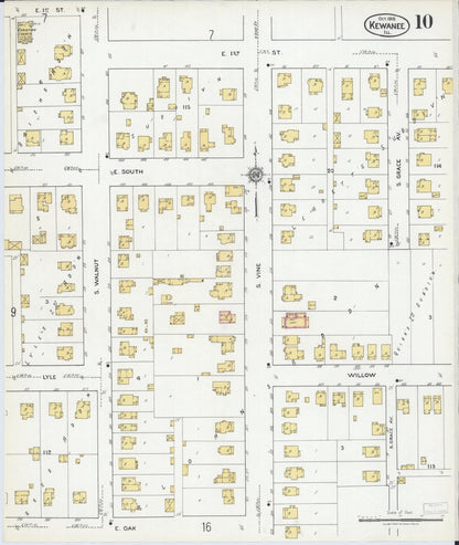 Sanborn Fire Insurance Map from Kewanee, Henry County, Illinois (1918), Sheet #0010 - Complete Map Set gallery image, historic Sanborn map, vintage wall art, Illinois Illinois
