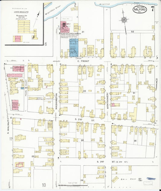 Sanborn Fire Insurance Map from Milford, Kent And Sussex Counties, Delaware (1919), Sheet #0007 - Historic Sanborn Fire Insurance Map Print, vintage old map wall art, antique decor, genealogy gift, Delaware Delaware map