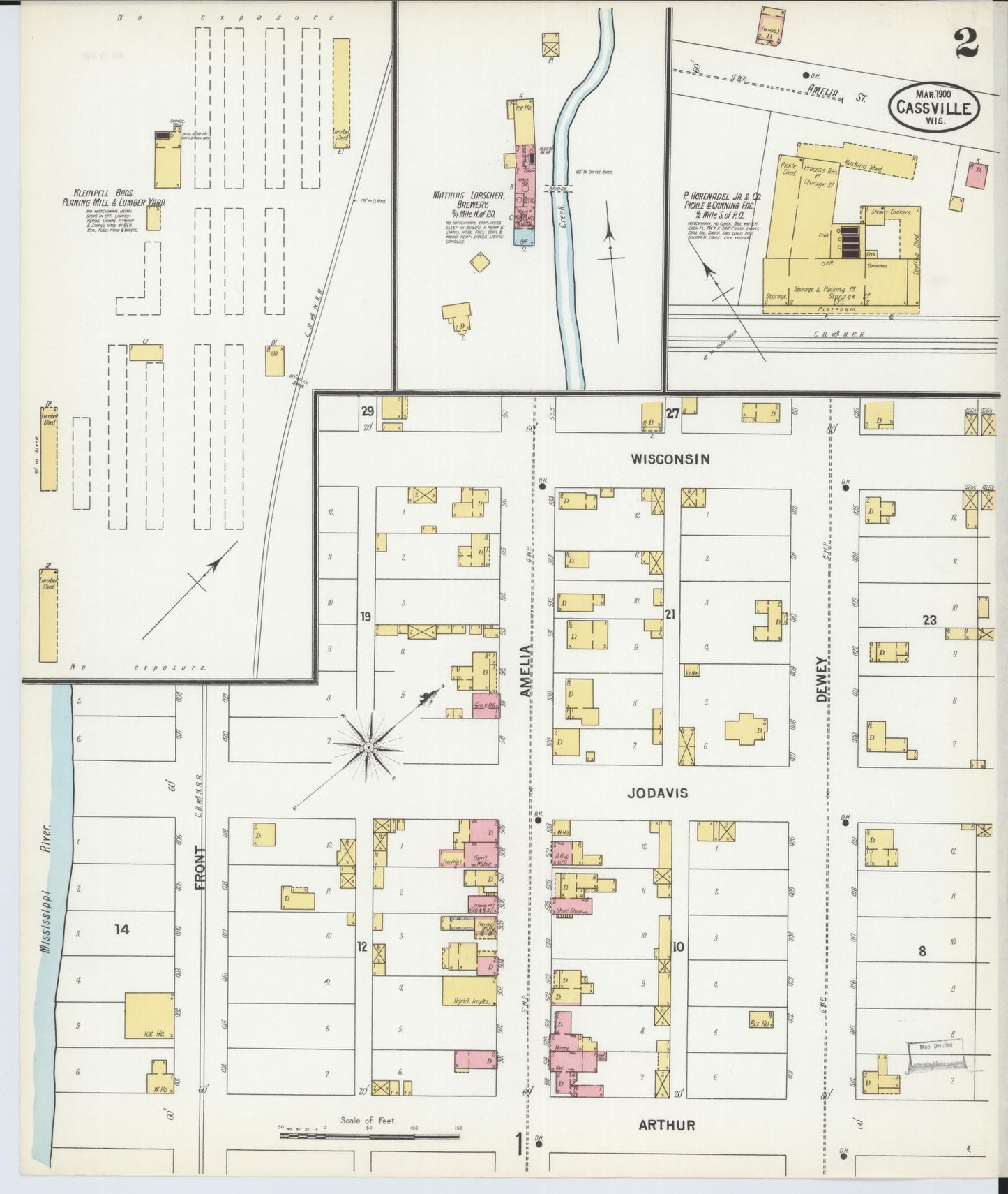Sanborn Fire Insurance Map from Cassville, Grant County, Wisconsin (1900), Sheet #0002 - Historic Sanborn Fire Insurance Map Print, vintage old map wall art, antique decor, genealogy gift, Wisconsin Wisconsin map