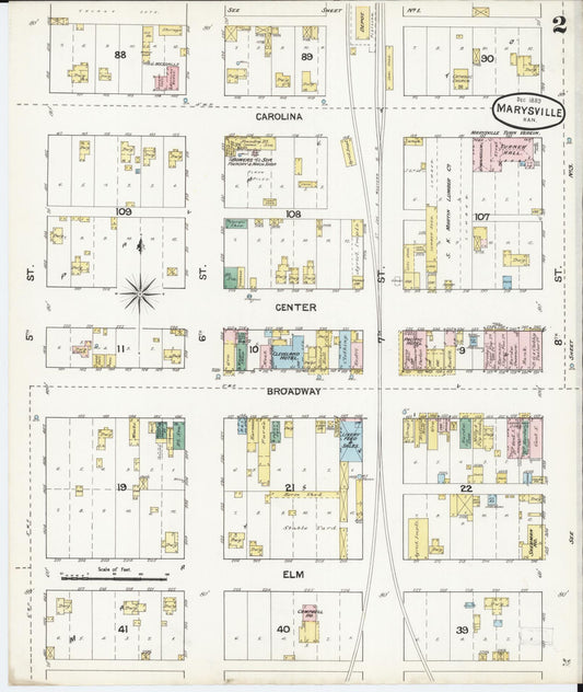 Sanborn Fire Insurance Map from Marysville, Marshall County, Kansas (1889), Sheet #0002 - Historic Sanborn Fire Insurance Map Print, vintage old map wall art, antique decor, genealogy gift, Kansas Kansas map