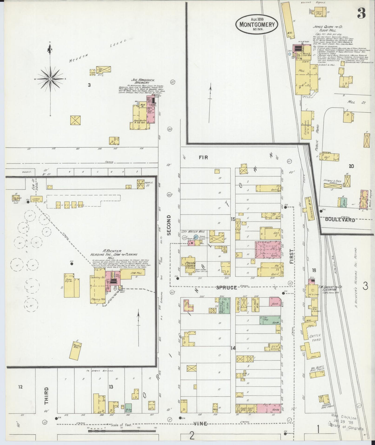 Sanborn Fire Insurance Map from Montgomery, Le Sueur  County, Minnesota (1899), Sheet #0003 - Complete Map Set gallery image, historic Sanborn map, vintage wall art, Minnesota Minnesota
