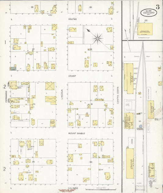 Sanborn Fire Insurance Map from Concord, Contra Costa County, California (1903), Sheet #0003 - Historic Sanborn Fire Insurance Map Print, vintage old map wall art, antique decor, genealogy gift, California California map