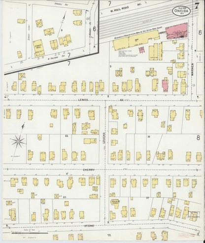 Sanborn Fire Insurance Map from Oneida, Madison County, New York (1899), Sheet #0007 - Historic Sanborn Fire Insurance Map Print, vintage old map wall art, antique decor, genealogy gift, New York New York map