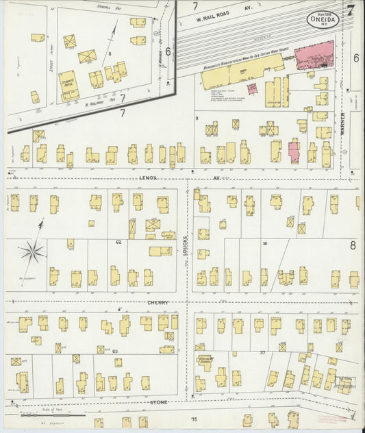 Sanborn Fire Insurance Map from Oneida, Madison County, New York (1899), Sheet #0007 - Historic Sanborn Fire Insurance Map Print, vintage old map wall art, antique decor, genealogy gift, New York New York map
