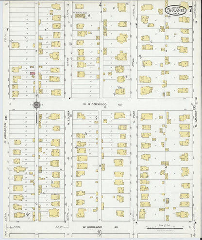 Sanborn Fire Insurance Map from Shawnee, Pottawatomie County, Oklahoma (1919), Sheet #0007 - Complete Map Set gallery image, historic Sanborn map, vintage wall art, Oklahoma Oklahoma