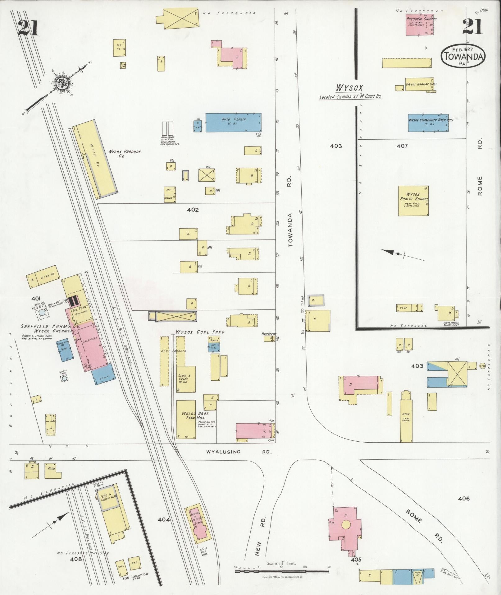 Sanborn Fire Insurance Map from Towanda, Bradford County, Pennsylvania (1927), Sheet #0021 - Complete Map Set gallery image, historic Sanborn map, vintage wall art, Pennsylvania Pennsylvania