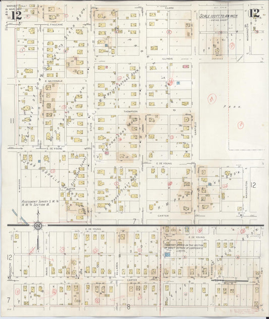 Sanborn Fire Insurance Map from Marion, Williamson County, Illinois (1946), Sheet #0012 - Historic Sanborn Fire Insurance Map Print, vintage old map wall art, antique decor, genealogy gift, Illinois Illinois map