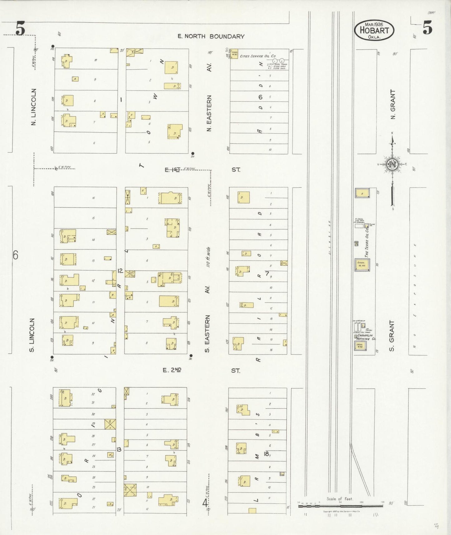 Sanborn Fire Insurance Map from Hobart, Kiowa County, Oklahoma (1926), Sheet #0005 - Complete Map Set gallery image, historic Sanborn map, vintage wall art, Oklahoma Oklahoma