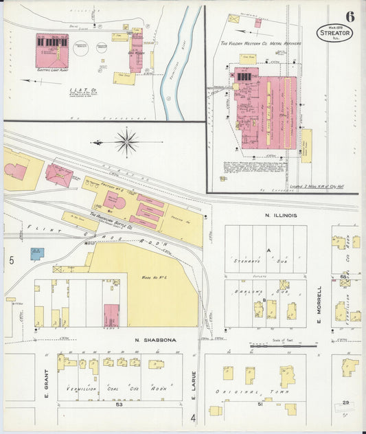 Sanborn Fire Insurance Map from Streator, La Salle County, Illinois (1909), Sheet #0006 - Historic Sanborn Fire Insurance Map Print, vintage old map wall art, antique decor, genealogy gift, Illinois Illinois map