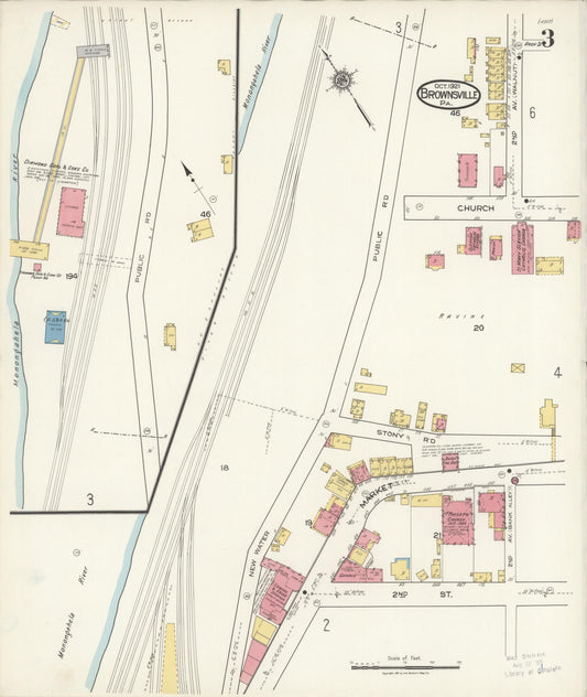 Sanborn Fire Insurance Map from Brownsville, Fayette County, Pennsylvania (1921), Sheet #0003 - Historic Sanborn Fire Insurance Map Print, vintage old map wall art, antique decor, genealogy gift, Pennsylvania Pennsylvania map
