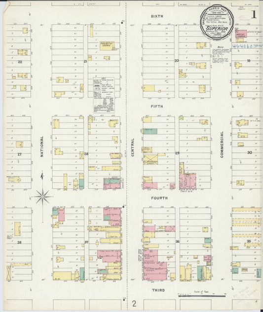 Sanborn Fire Insurance Map from Superior, Nuckolls County, Nebraska (1897), Sheet #0001 - Complete Map Set gallery image, historic Sanborn map, vintage wall art, Nebraska Nebraska