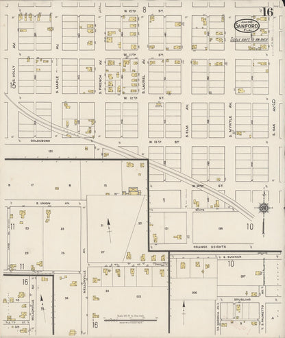 Sanborn Fire Insurance Map from Sanford, Seminole County, Florida (1922), Sheet #0016 - Complete Map Set gallery image, historic Sanborn map, vintage wall art, Florida Florida