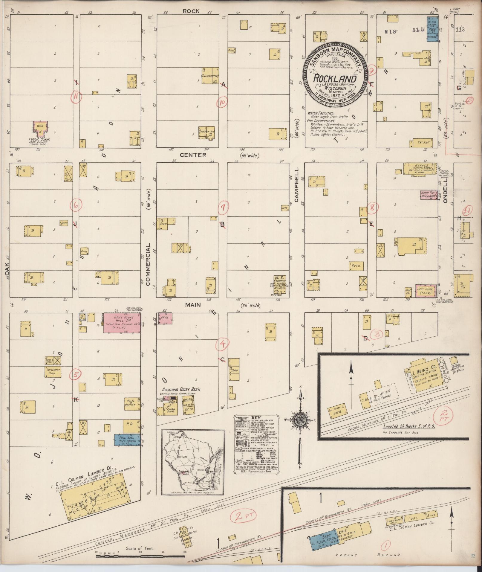 Sanborn Fire Insurance Map from Rockland, La Crosse County, Wisconsin (1922), Sheet #0001 - Historic Sanborn Fire Insurance Map Print, vintage old map wall art, antique decor, genealogy gift, Wisconsin Wisconsin map