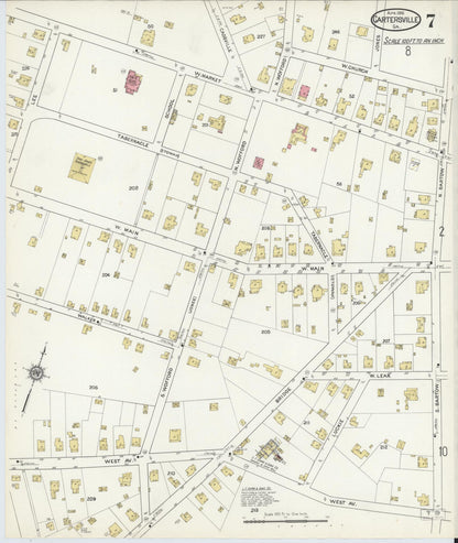 Sanborn Fire Insurance Map from Cartersville, Bartow County, Georgia (1916), Sheet #0007 - Complete Map Set gallery image, historic Sanborn map, vintage wall art, Georgia Georgia