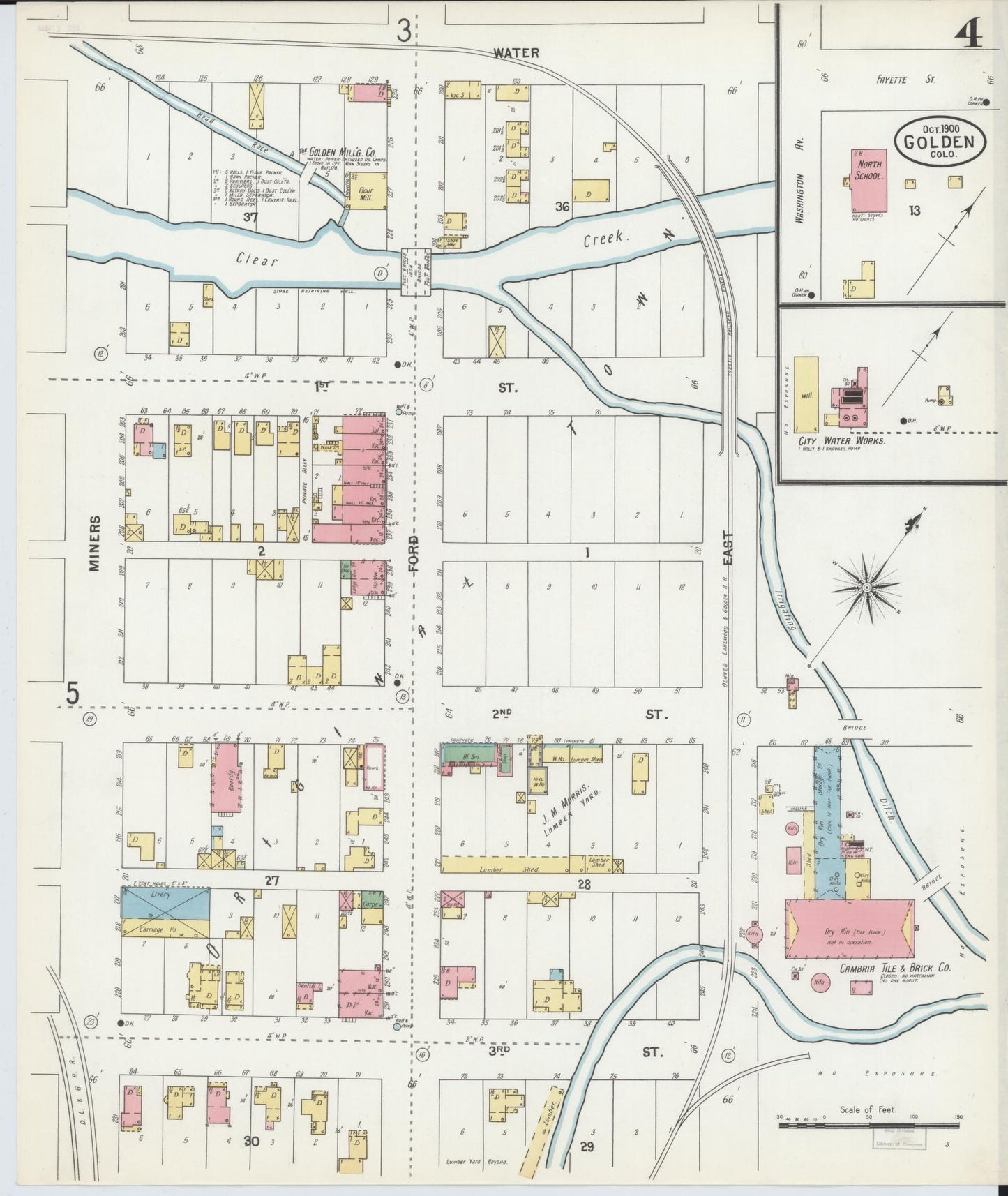Sanborn Fire Insurance Map from Golden, Jefferson County, Colorado (1900), Sheet #0004 - Complete Map Set gallery image, historic Sanborn map, vintage wall art, Colorado Colorado
