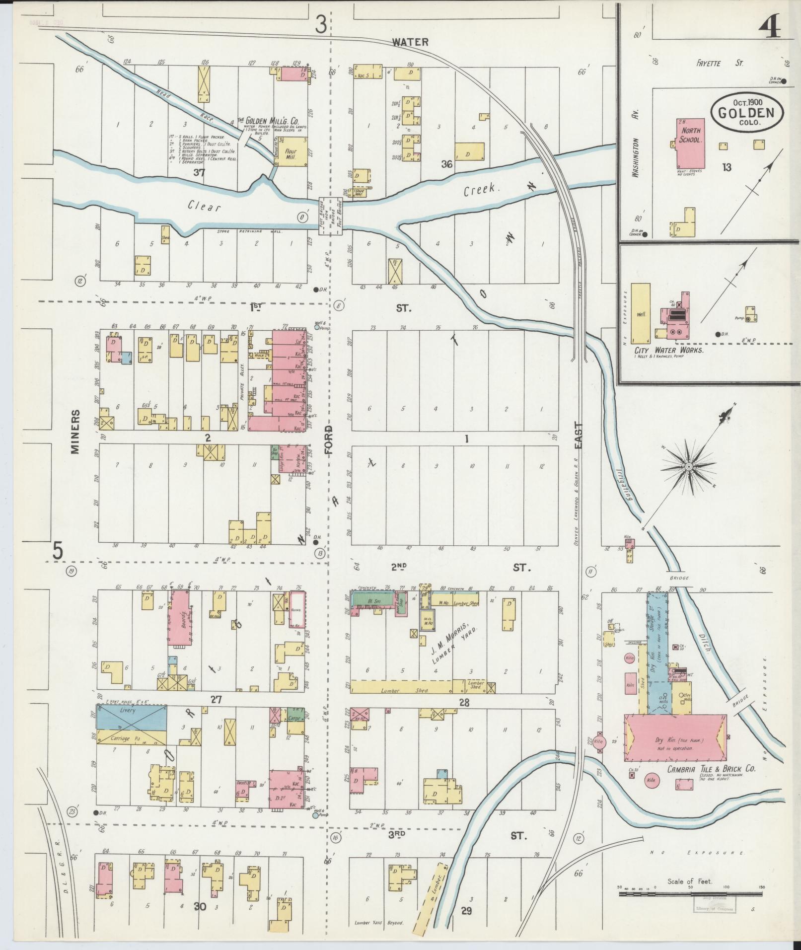Sanborn Fire Insurance Map from Golden, Jefferson County, Colorado (1900), Sheet #0004 - Complete Map Set gallery image, historic Sanborn map, vintage wall art, Colorado Colorado