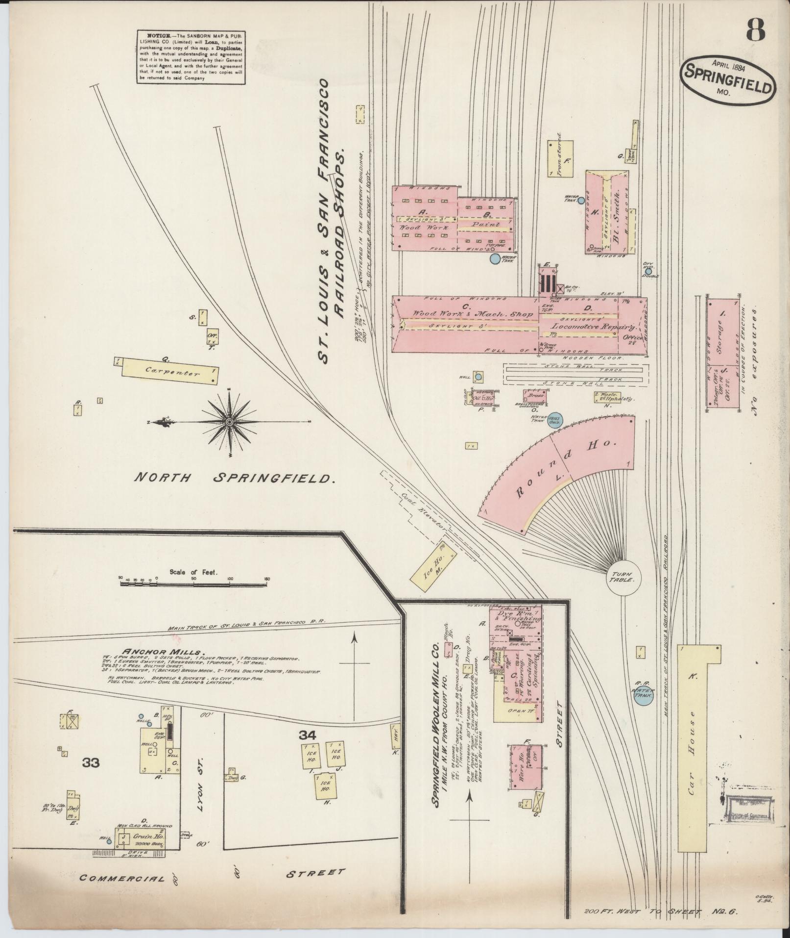Sanborn Fire Insurance Map from Springfield, Greene County, Missouri (1884), Sheet #0008 - Complete Map Set gallery image, historic Sanborn map, vintage wall art, Missouri Missouri