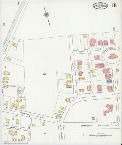 Sanborn Fire Insurance Map from Charlottesville, Independent Cities, Virginia (1920), Sheet #0018 - Complete Map Set gallery image, historic Sanborn map, vintage wall art, Virginia Virginia