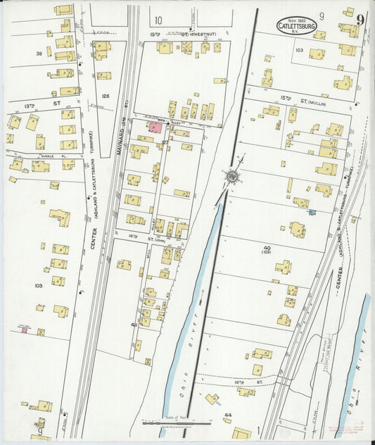 Sanborn Fire Insurance Map from Catlettsburg, Boyd County, Kentucky (1920), Sheet #0009 - Historic Sanborn Fire Insurance Map Print, vintage old map wall art, antique decor, genealogy gift, Kentucky Kentucky map