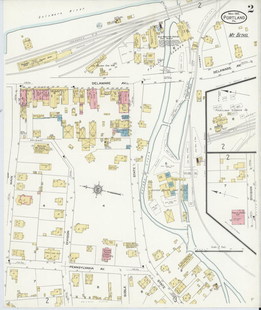 Sanborn Fire Insurance Map from Portland, Northampton County, Pennsylvania (1912), Sheet #0002 - Historic Sanborn Fire Insurance Map Print, vintage old map wall art, antique decor, genealogy gift, Pennsylvania Pennsylvania map