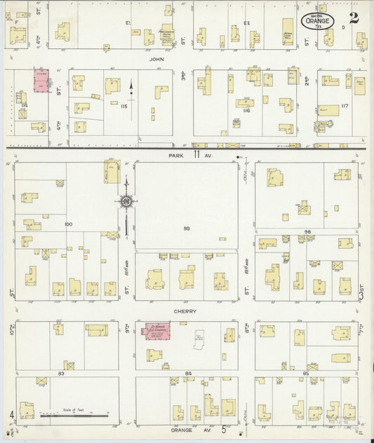 Sanborn Fire Insurance Map from Orange, Orange County, Texas (1914), Sheet #0002 - Historic Sanborn Fire Insurance Map Print, vintage old map wall art, antique decor, genealogy gift, Texas Texas map