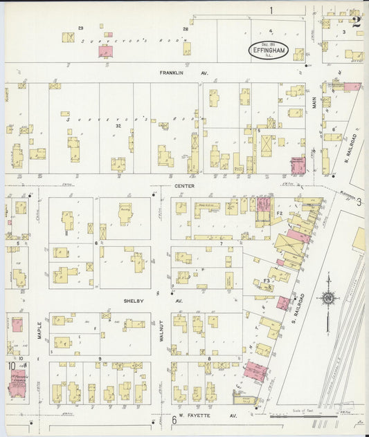 Sanborn Fire Insurance Map from Effingham, Effingham County, Illinois (1911), Sheet #0002 - Historic Sanborn Fire Insurance Map Print, vintage old map wall art, antique decor, genealogy gift, Illinois Illinois map