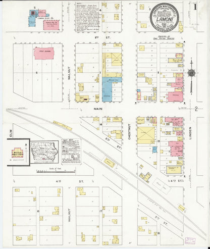 Sanborn Fire Insurance Map from Lamoni, Decatur County, Iowa (1916), Sheet #0001 - Historic Sanborn Fire Insurance Map Print