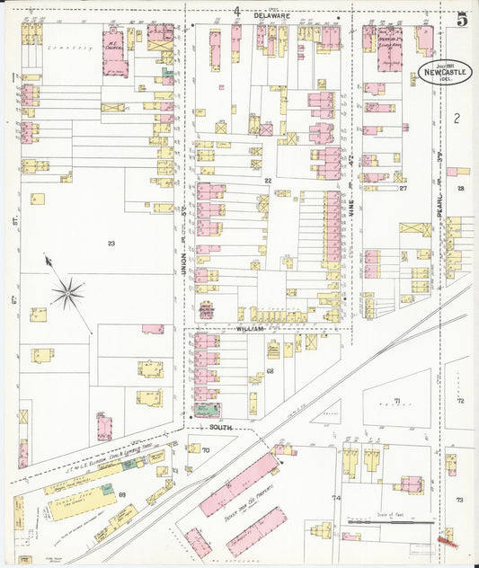 Sanborn Fire Insurance Map from New Castle, New Castle County, Delaware (1901), Sheet #0005 - Historic Sanborn Fire Insurance Map Print, vintage old map wall art, antique decor, genealogy gift, Delaware Delaware map